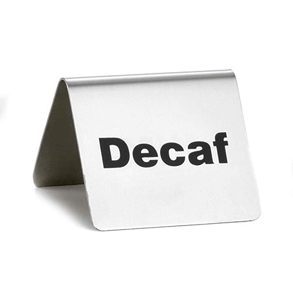 Tablecraft 200 Series Stainless Steel Decaf Table Tent, 2.5 x 2.75 x 1.875 inch