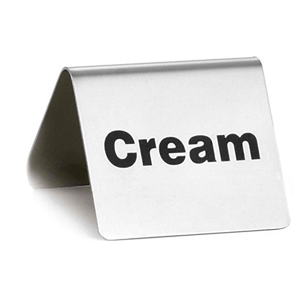 Tablecraft 200 Series Stainless Steel Cream Table Tent, 2.5 x 2.75 x 1.875 inch