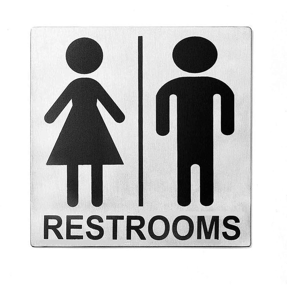 Tablecraft 200 Series Stainless Steel Contemporary Square Women/Men Restroom Sign, 5 x 0.125 x 5 inch