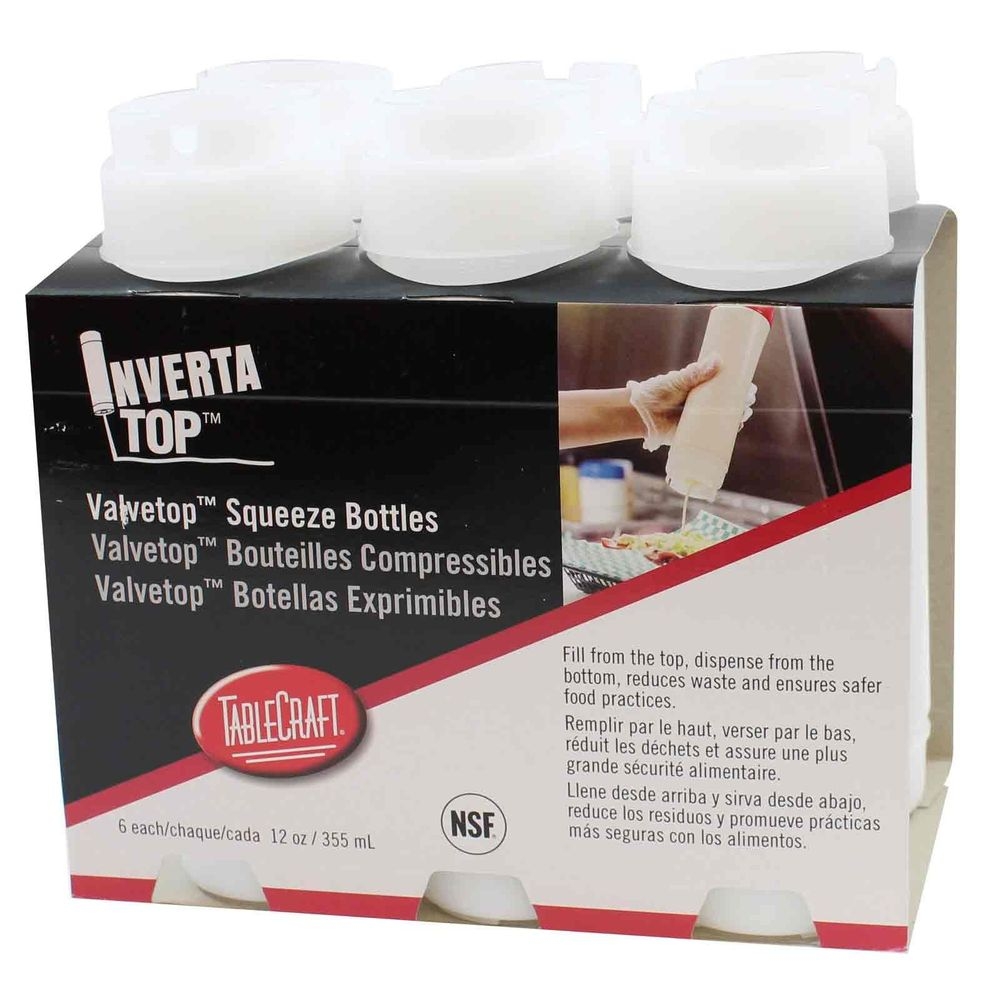Tablecraft InvertaTop ValveTop Squeeze Bottle, 12 Ounce Capacity -- 8 per case