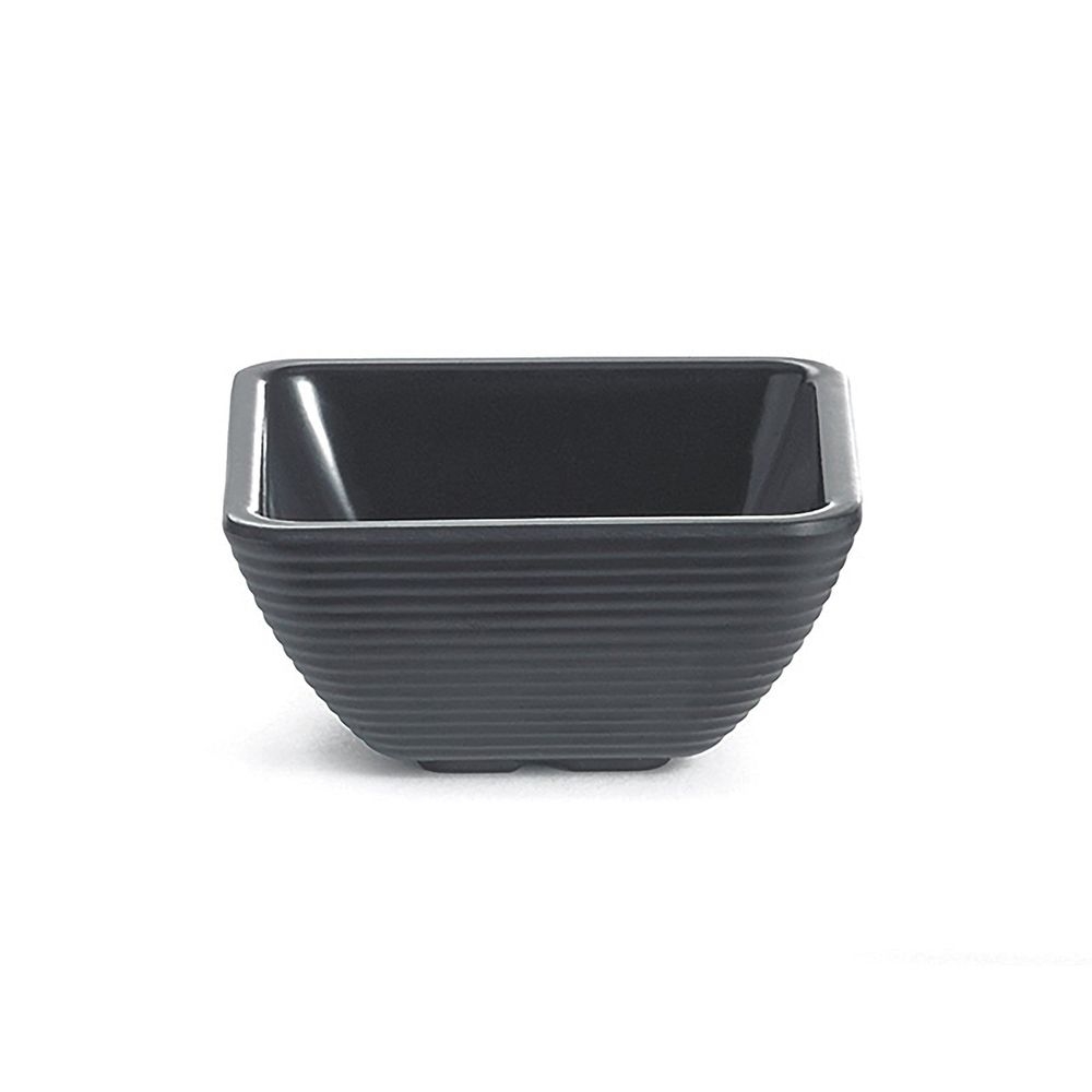 Tablecraft Melamine Black Square Ribbed Ramekin, 3 Ounce Capacity -- 12 per case