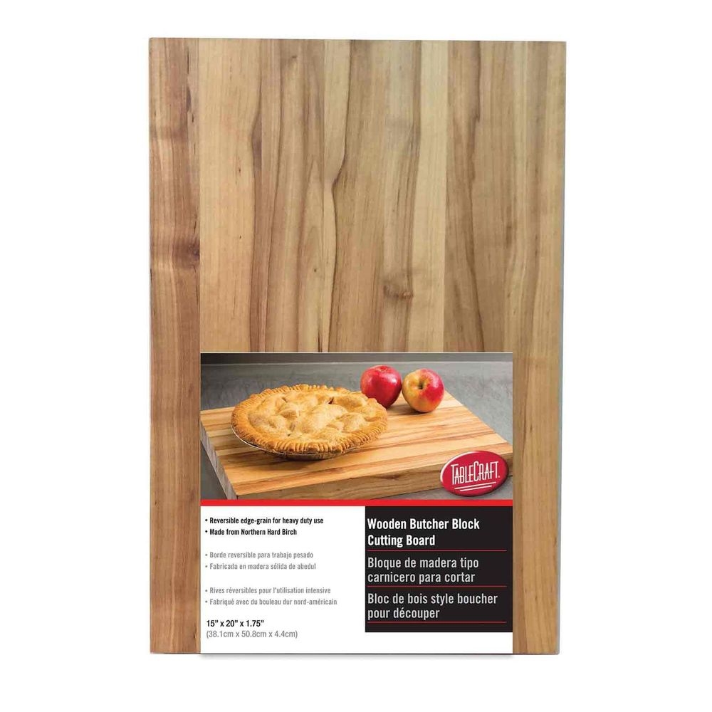 Tablecraft Birchwood Butcher Board Chopping Block, 15 x 20 x 1.75 inch