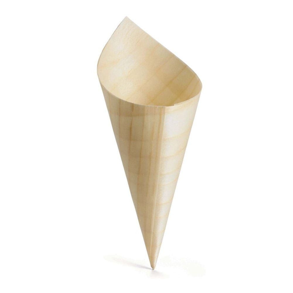 Tablecraft 4.75 Ounce Large Poplar Wood Disposable Serving Cone, 50 count -- 12 per case