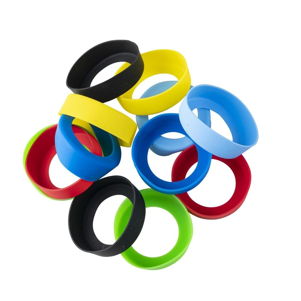 Tablecraft Assorted Silicone Sauce Band for 63mm Squeeze Bottles, 12 count