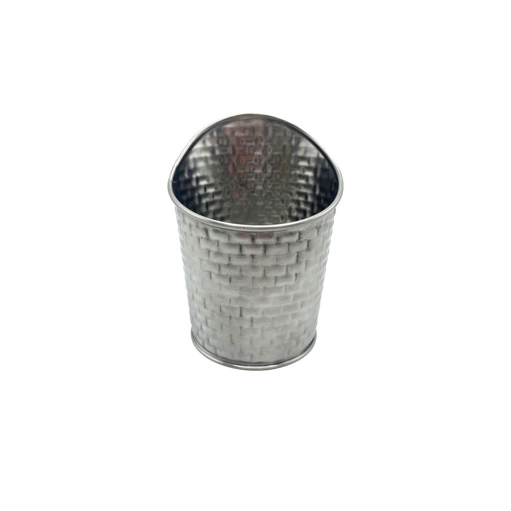 Tablecraft Brickhouse Collection Stainless Steel with Embossed Brick Pattern Slanted Round Fry Cup, 9.5 Ounce Capacity