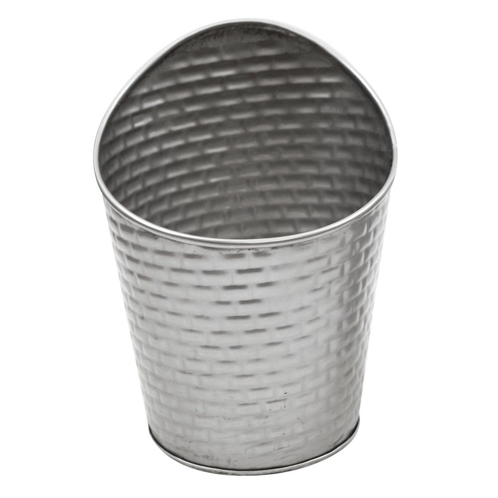 Tablecraft Brickhouse Collection Stainless Steel with Embossed Brick Pattern Slanted Round Fry Cup, 10 Ounce Capacity