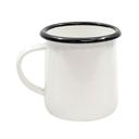 Tablecraft Enamelware Collection Creamy White with Black Rim Mug, 12 Ounce Capacity