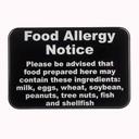 Tablecraft Plastic White on Black Food Allergy Warning Notice Sign, 6 x 9 inch