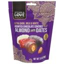Kitchen and Love Extra Dark Milk and White Chocolate Covered Almond Stuffed Dates, 3.5 Ounce -- 8 per case