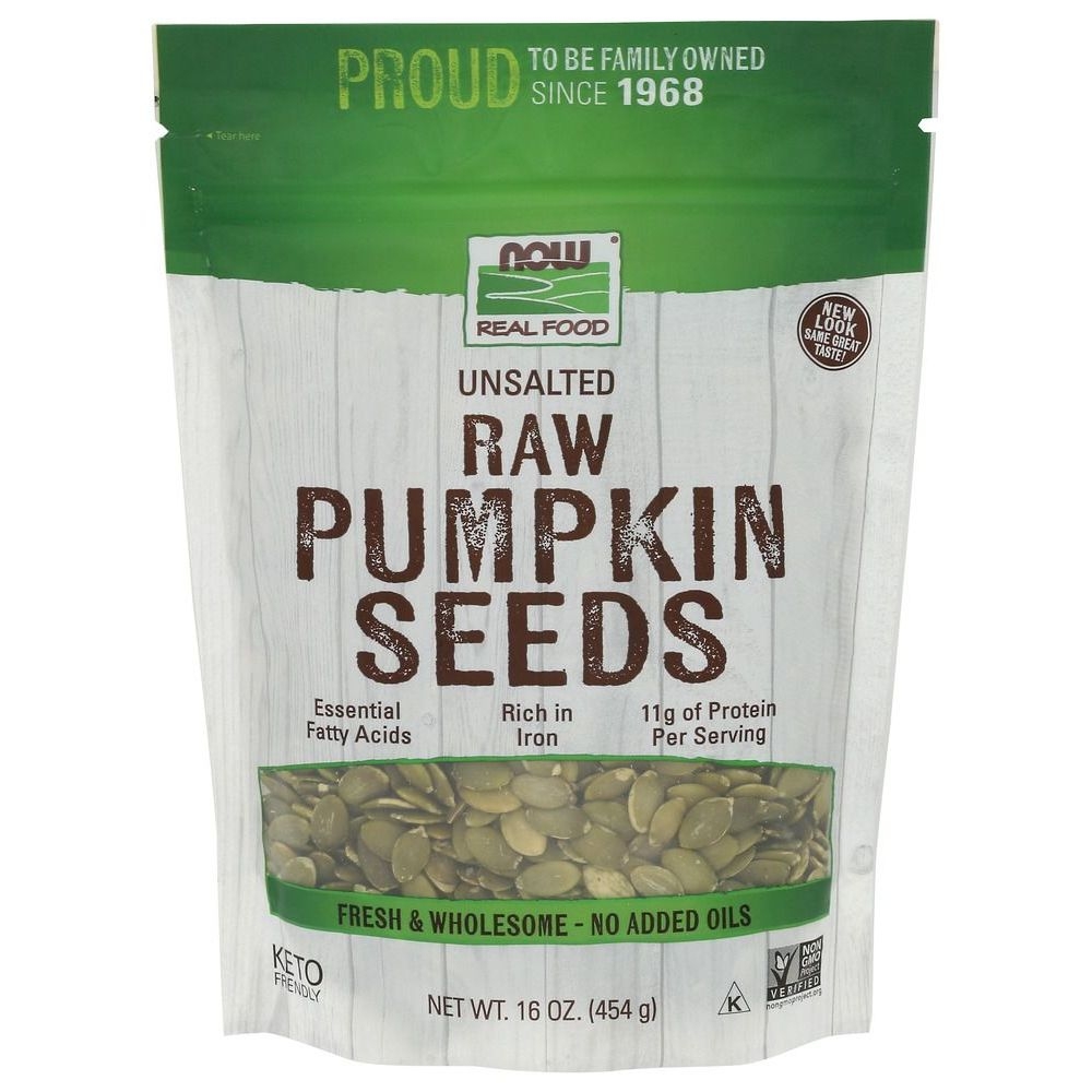 Now Unsalted Raw Pumpkin Seeds, 16 Ounce -- 12 per case