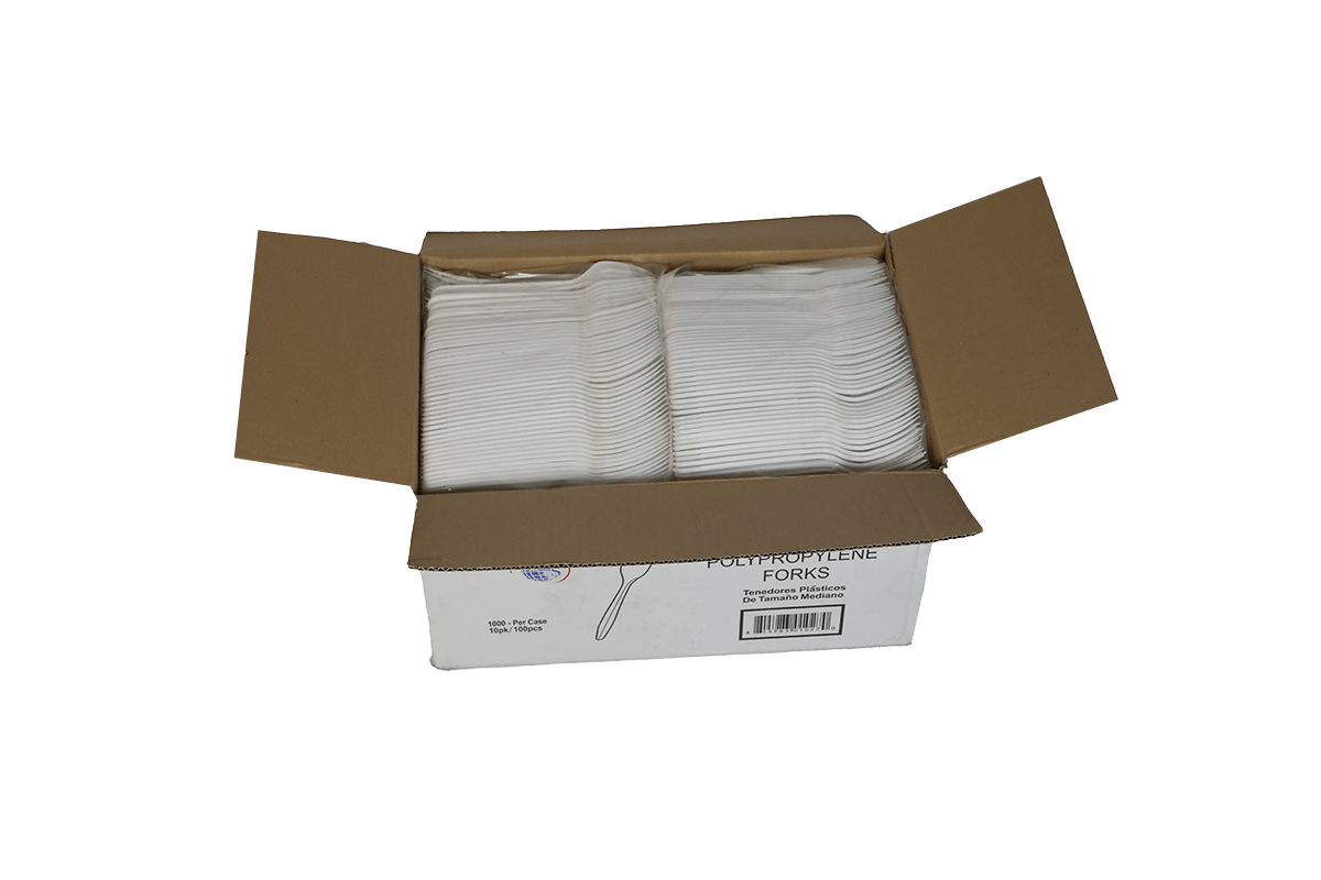 Verde Pack Heavy Weight Polypropylene White Fork -- 1000 per case.
