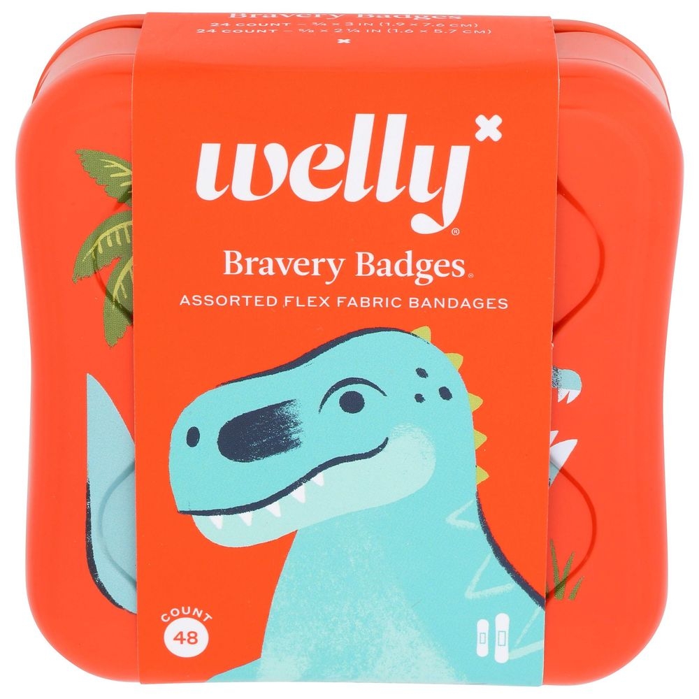 Welly Dinosaur Assorted Flex Fabric Bravery Bandages, 48 count