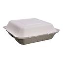 KITCH 24/7 White Compostable 3 Compartment Molded Fiber Hinged Container, 9 x 9 inch -- 200 per case