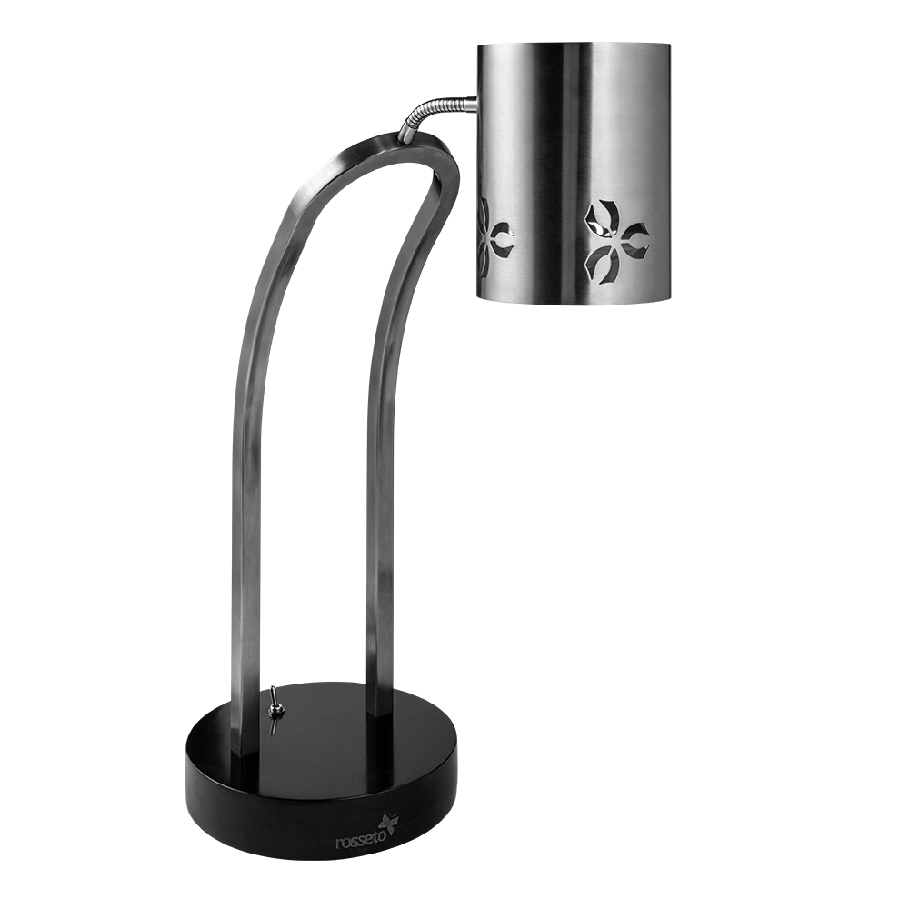Rosseto Iris Single Stainless Steel Heat Lamp with Black Metal Base, 9.75 x 19.5 x 26 inch