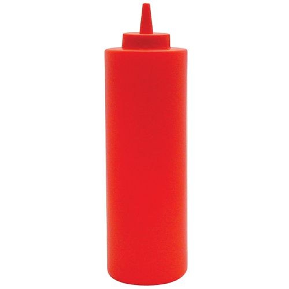 Winco PSB24R Plastic Red Regular Squeeze Bottle, 24 Ounce Capacity