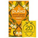 Pukka Organic Lemon Ginger and Manuka Honey Herbal Tea, 20 tea bags -- 4 per case