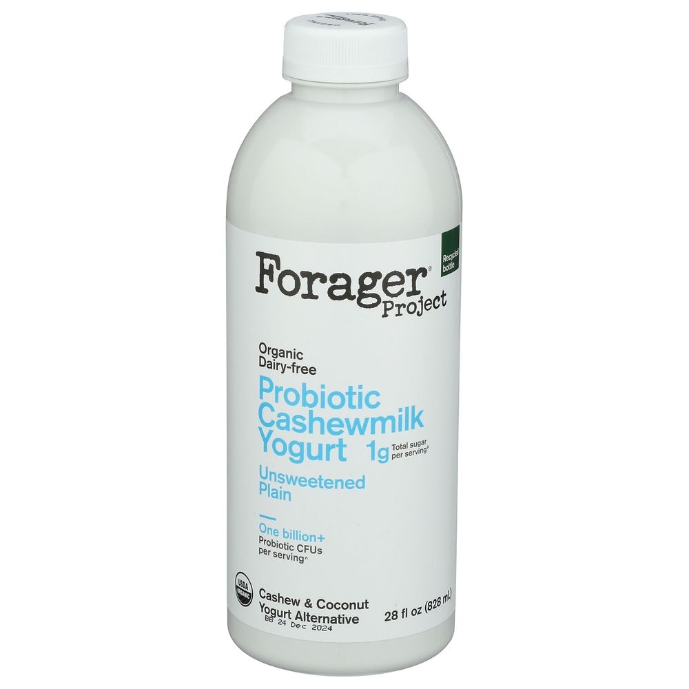 Forager Unsweetened Plain Drinkable Cashewmilk Yogurt, 28 Fluid Ounce -- 6 per case