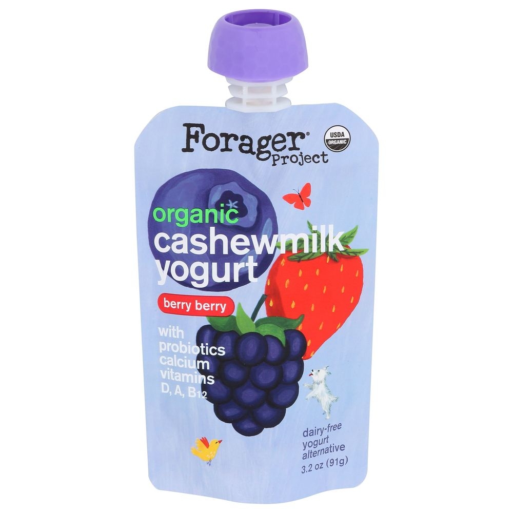 Forager Organic Berry Berry Cashewmilk Yogurt for Kids, 3.2 Ounce -- 8 per case
