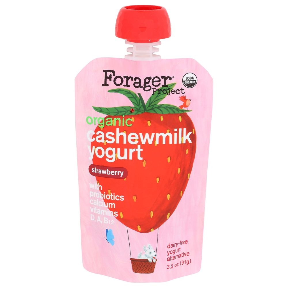 Forager Organic Strawberry Cashewmilk Yogurt for Kids, 3.2 Ounce -- 8 per case