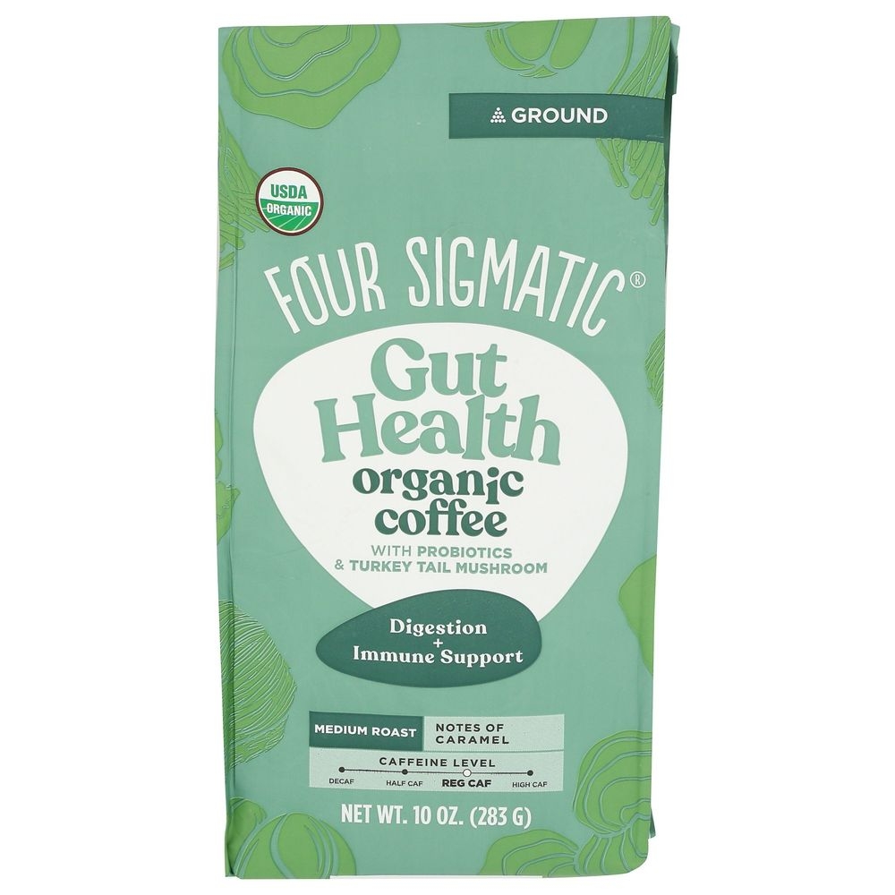 Four Sigmatic Organic Gut Health Medium Roast Ground Coffee, 10 Ounce