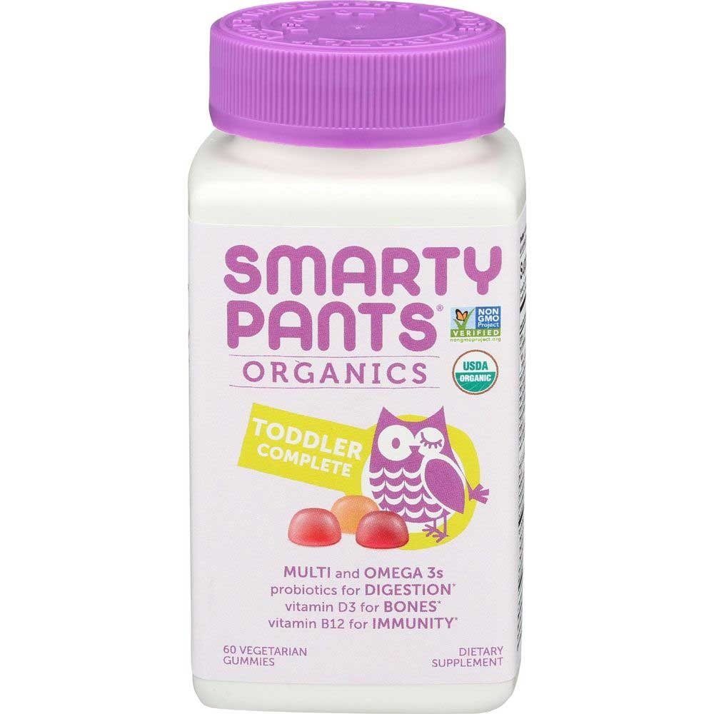 Smartypants Organic Multi and Omega 3 Toddler Complete Gummy Vitamins - 60 count per pack