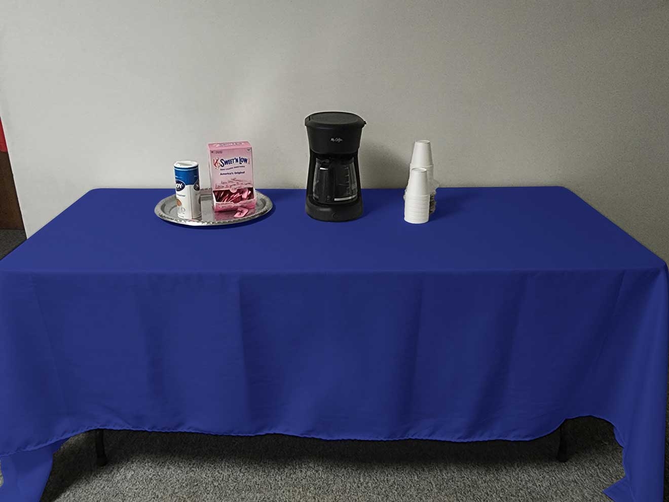 Intedge Blue Poly/Cotton Tablecloth, 54 x 114 inch