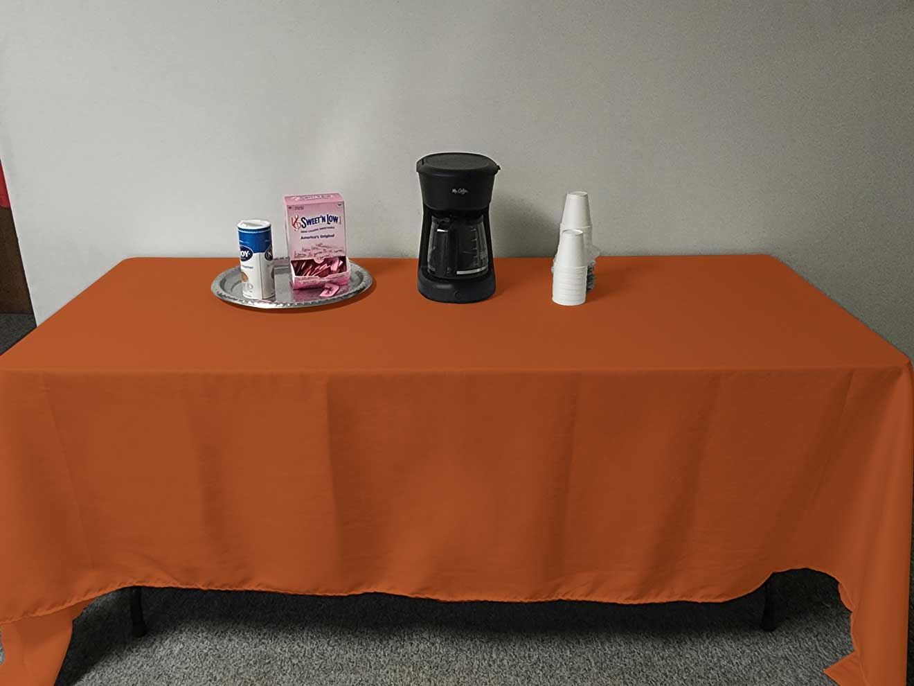 Intedge Orange Poly/Cotton Tablecloth, 54 x 114 inch