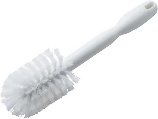 Winco White Soft Bristles Bottle Cleaning Brush with Plastic Handle, 12 x 2 3/4 x 2 3/4 inch -- 48 per case