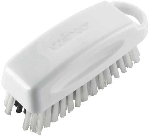 Winco White and Black Bristles Nail Cleaning Brush with Plastic Handle, 5 3/4 x 2 inch -- 48 per case