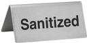 Winco Stainless Steel Sanitized Tent Sign, 3 x 1 1/2 x 1 1/4 inch -- 120 per case