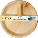 Dtocs Palm Leaf 10 inch Round 3 Compartment Plate -- 50 per case