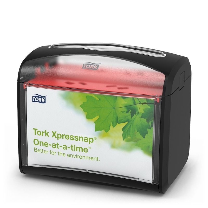Tork Xpressnap Plastic Black Tabletop Napkin Dispenser, 5.6 x 7.9 x 6.7 inch