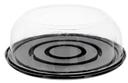 Pactiv RPET 9 inch Black Base Cake Container with 3.5 inch Rose Dome Lid, 64 Ounce Capacity -- 80 per case