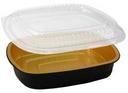 Handi Foil Gourmet To Go Aluminum Black/Gold Medium Entree Container with Dome Lid Combo, 19.68 x 4.44 inch -- 50 per case