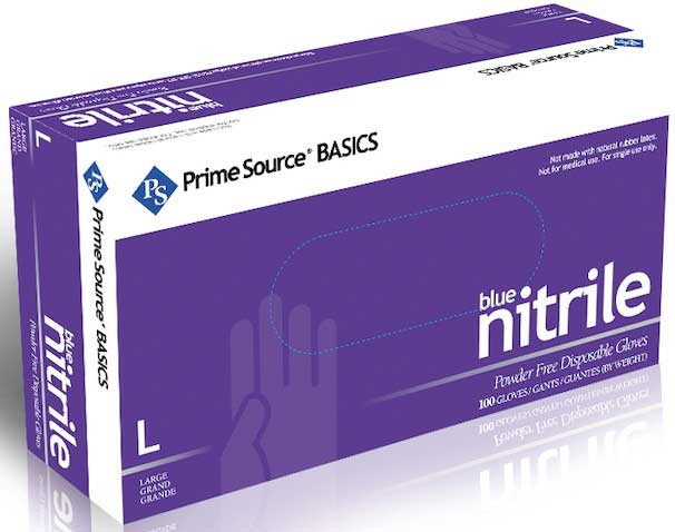 Prime Source Basics Blue Powder Free Large Nitrile Gloves -- 1000 per case