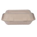Premier Essential Kraft Molded Fiber Hoagie Clamshell Container, 9 x 6 inch -- 250 per case