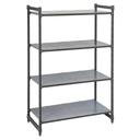 Cambro Camshelving Basics Plus Brushed Graphite 4 Solid Shelf Stationary Starter Unit, 24 x 54 x 64 inch