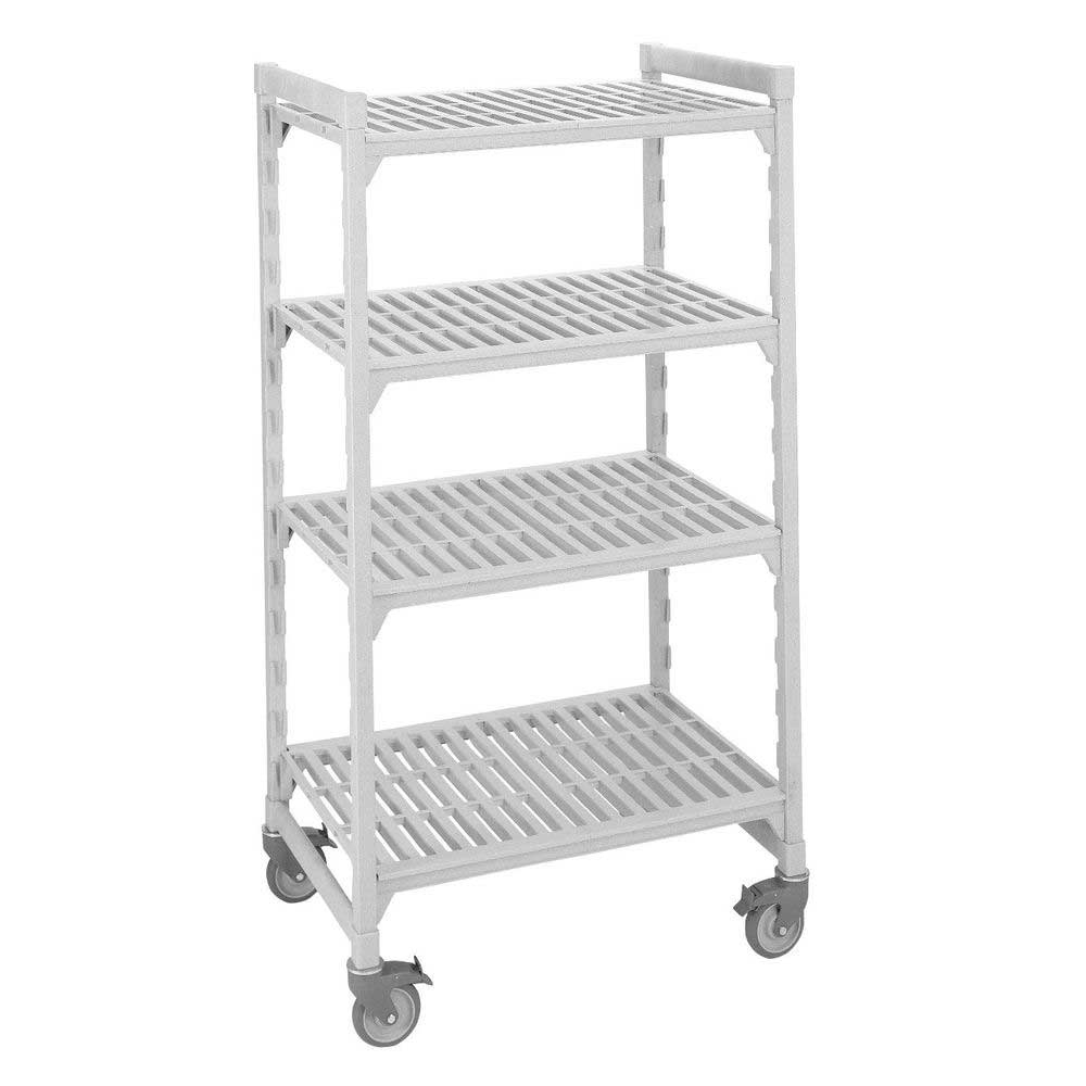 Cambro Camshelving Premium Speckled Gray 4 Vented Shelf Mobile Starter Unit, 18 x 36 x 67 inch