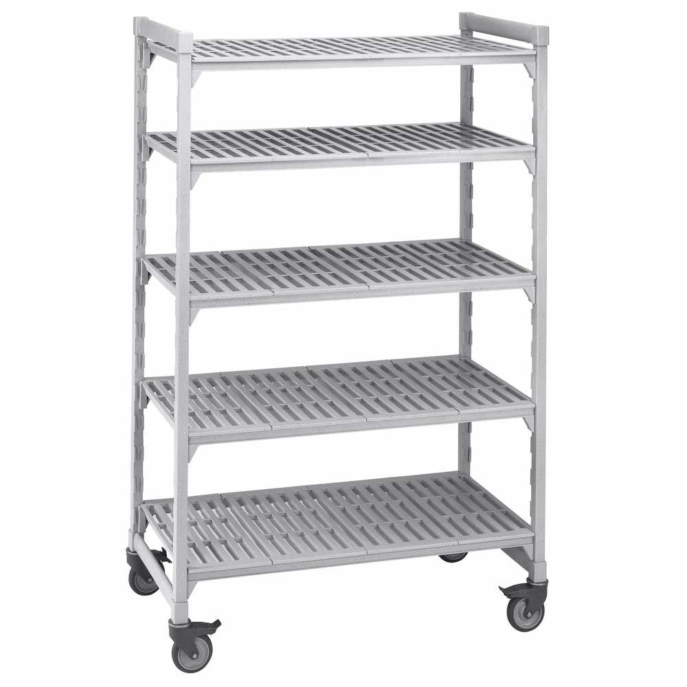 Cambro Camshelving Premium Speckled Gray 5 Vented Shelf Mobile Starter Unit, 18 x 48 x 67 inch