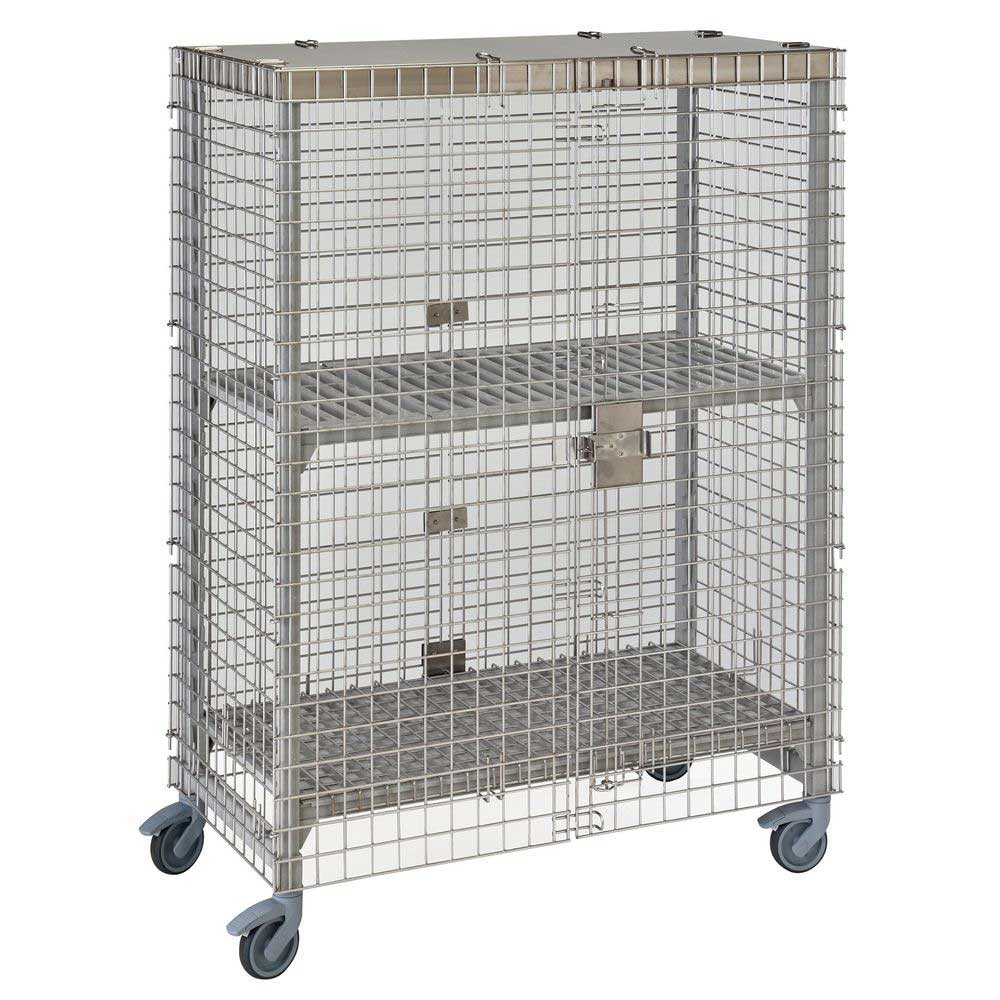 Cambro Camshelving Premium Speckled Gray Full Wrap Mobile Security Cage Unit, 26.75 x 50.25 x 67.75 inch