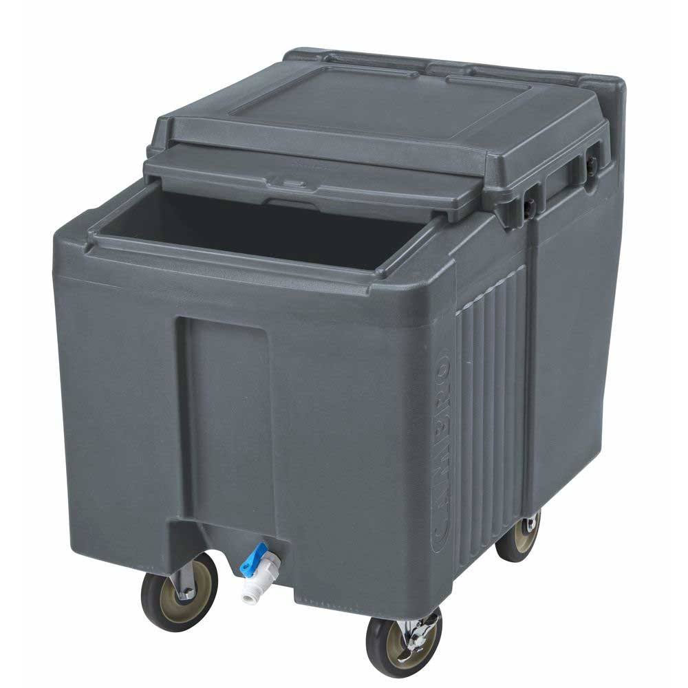 Cambro Standard Height Granite Gray Slidinglid Ice Caddy with Swivel and Fixed Caster, 100 Pound Capacity