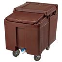 Cambro Standard Height Dark Brown Slidinglid Ice Caddy with Swivel and Fixed Caster, 125 Pound Capacity