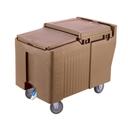 Cambro Standard Height Coffee Beige Slidinglid Ice Caddy with Swivel and Fixed Caster, 125 Pound Capacity