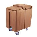 Cambro Tall Coffee Beige Slidinglid Ice Caddy with Swivel and Fixed Caster, 125 Pound Capacity