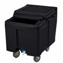 Cambro Standard Height Black Slidinglid Ice Caddy with Swivel and Fixed Caster, 175 Pound Capacity