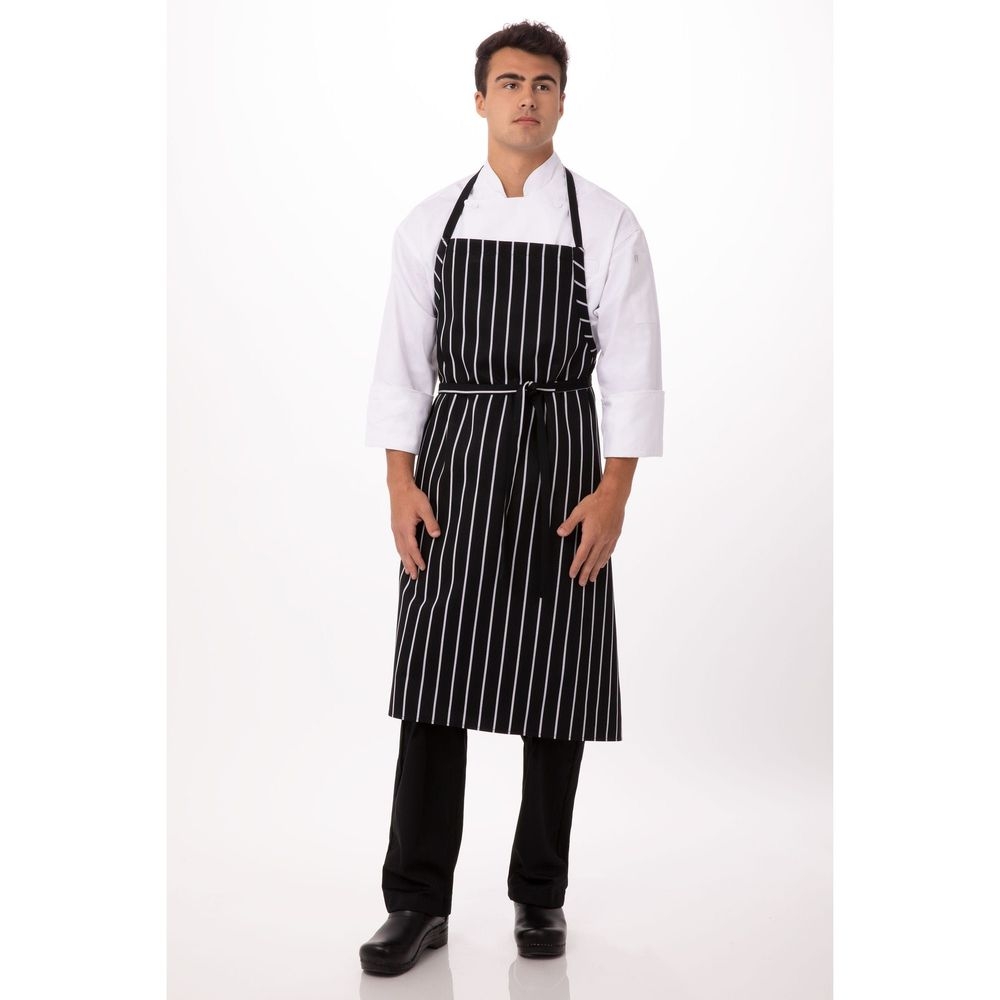Chef Works Black English Chef Apron, 39 inch Long x 37 inch Wide