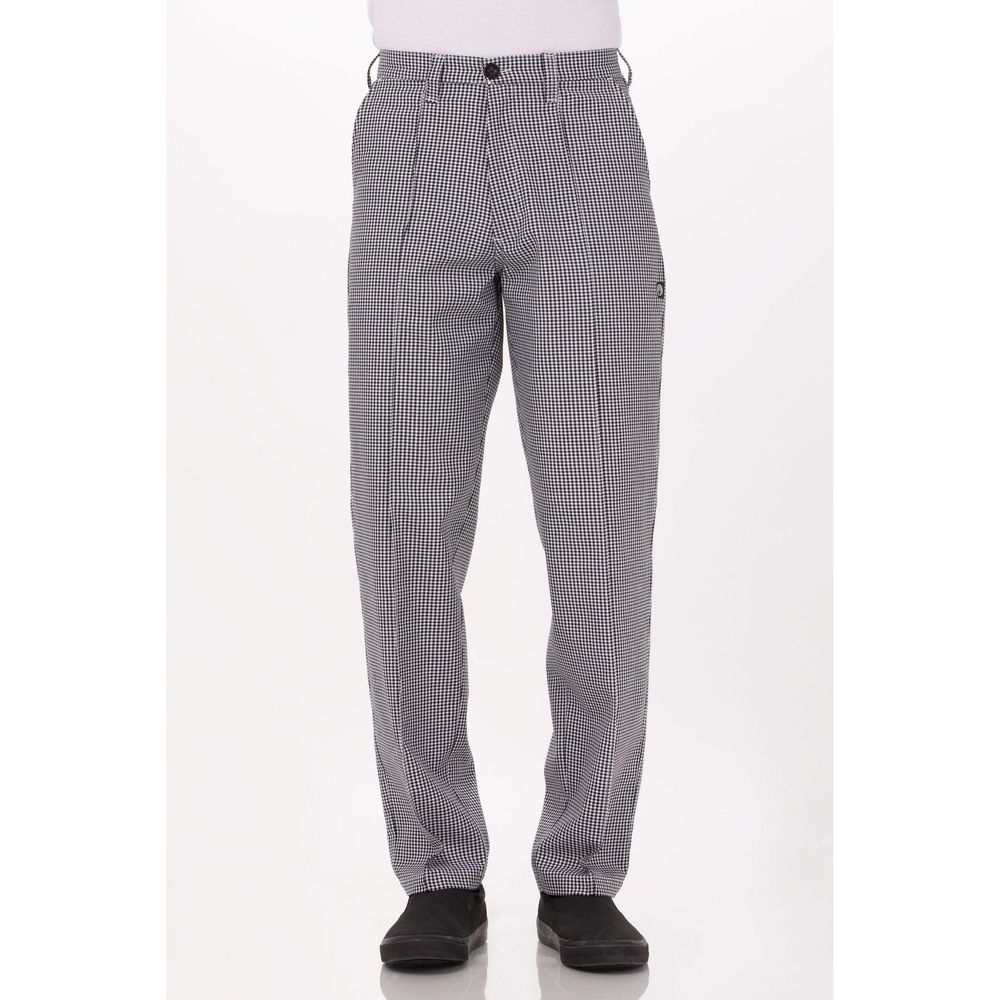 Chef Works Black and White Essential Check Classic Fit Basic Chef Pant for Men, 42 inch