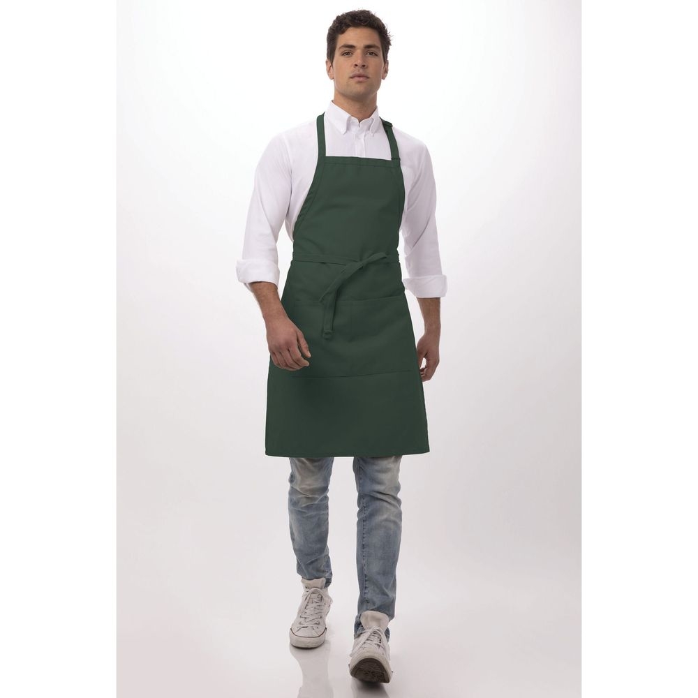 Chef Works Hunter Green Butcher Apron, 34 inch Long x 24 inch Wide
