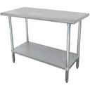 Standard Stainless Steel, Flat Top Work Table With Stainless Steel Legs and Undershelf, 30 x 36 inch.