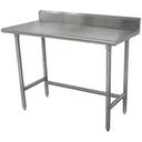 Standard Stainless Steel Work Table, 5 inch Back Splash With Stainless Steel Legs, Open Base, 24 x 60 inch.